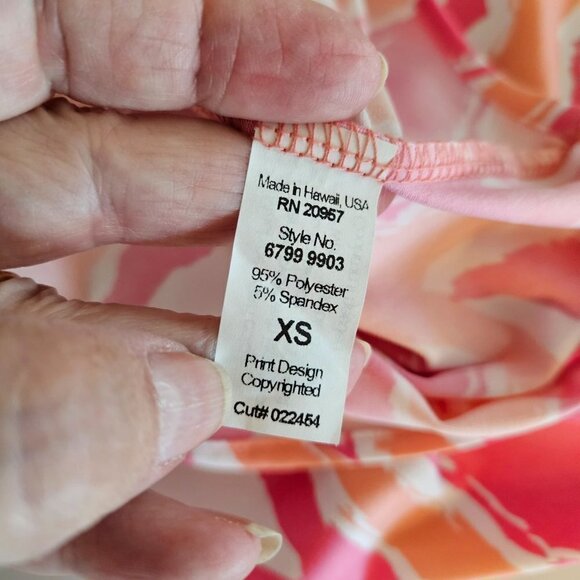 Tori Richard Honolulu Pink Orange Drawstring Waist Diamond Print Dress Size XS - Picture 6 of 12